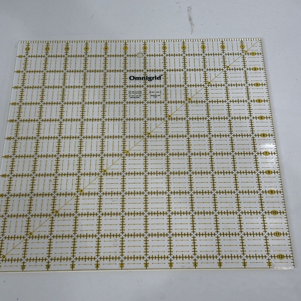 Omnigrid Quilting Ruler 12” x 12” Square  Acrylic Cutting Template for Sewing